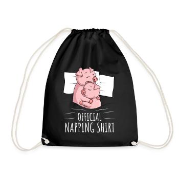 Pig Sleeping Shirt Pigs Gift - Drawstring Bag - black - Front