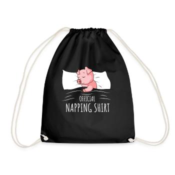 Pig Sleeping Shirt Pigs Gift - Drawstring Bag - black - Front