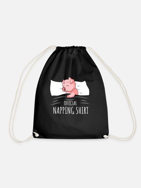 Schwein Schlafshirt Schweine Geschenk - Turnbeutel - Schwarz