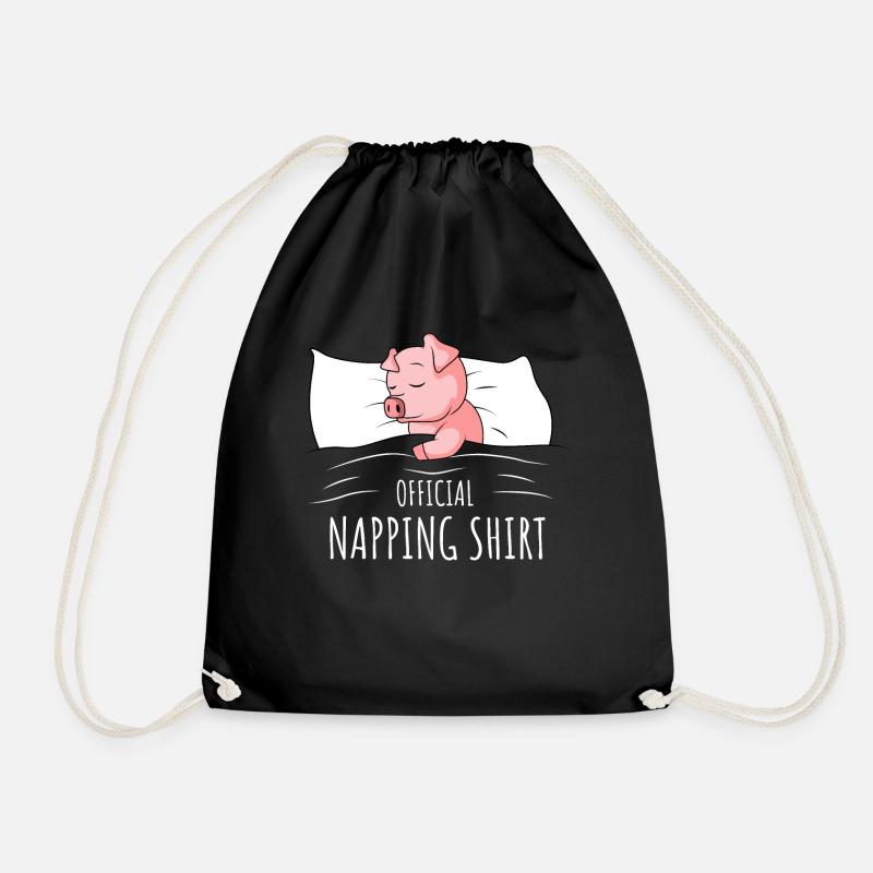 Schwein Schlafshirt Schweine Geschenk - Turnbeutel - Schwarz