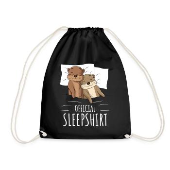 Otter Sleeping Shirt Sea Otter Gift - Drawstring Bag - black - Front