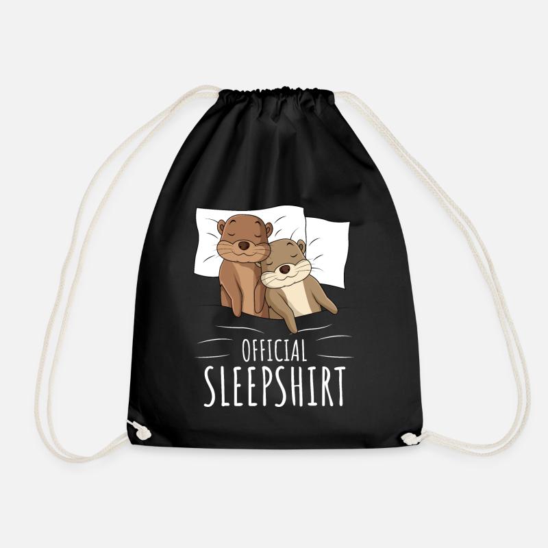 Otter Schlafshirt Seeotter Geschenk - Turnbeutel - Schwarz