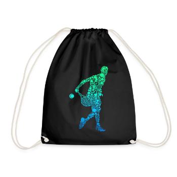 Tennis Tennisspieler Herren Jungen Kinder - Turnbeutel - Schwarz - Vorne