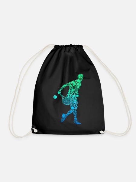 Tennis Tennisspieler Herren Jungen Kinder - Turnbeutel - Schwarz