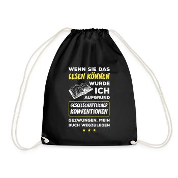 Wenn Sie Das Lesen Können Wurde Ich Gezwungen Mein - Turnbeutel - Schwarz - Vorne
