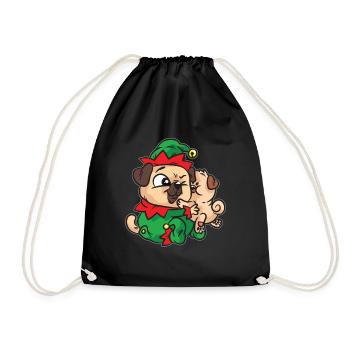 Elf Mops kuscheln Weihnachtskleid - Turnbeutel - Schwarz - Vorne