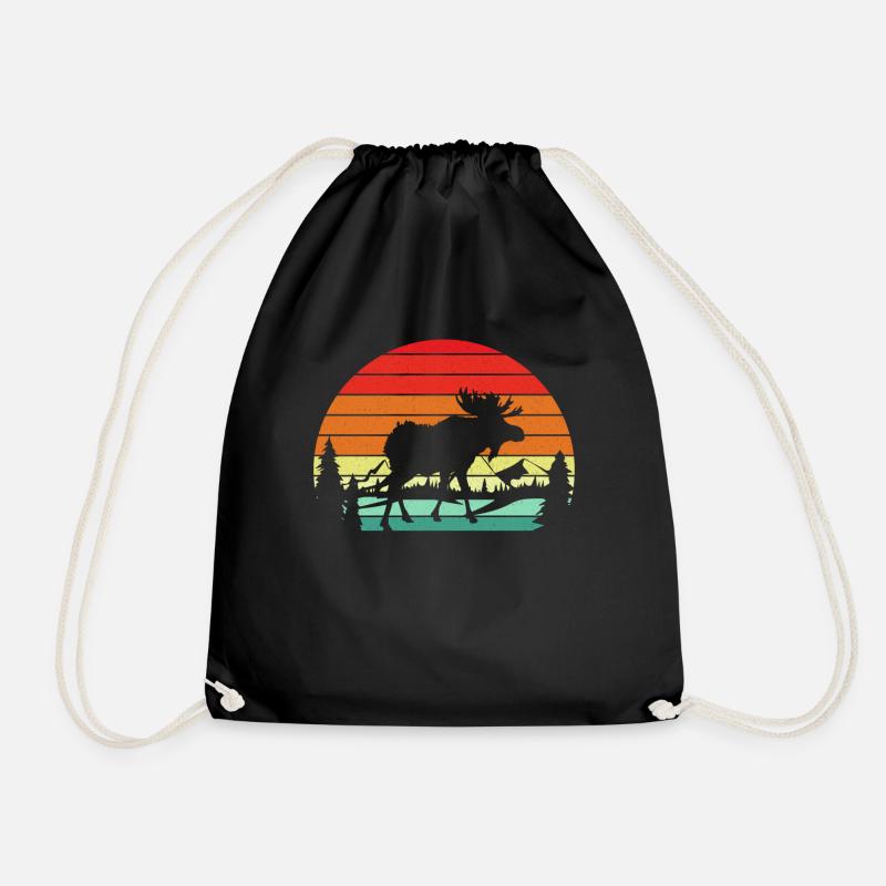 Moose Moose Vintage Retro Coucher de soleil - Sac de sport léger - noir