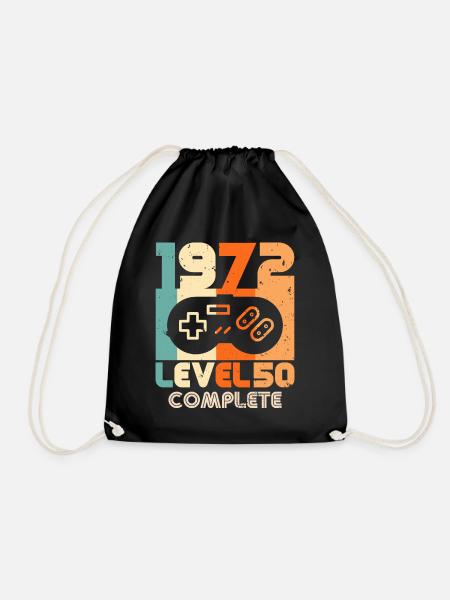 50 Geburtstag 1972 Vintage Jahrgang Retro Geschenk - Turnbeutel - Schwarz