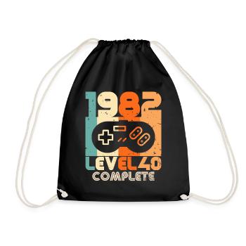 40 Geburtstag 1982 Vintage Jahrgang Retro Geschenk - Turnbeutel - Schwarz - Vorne
