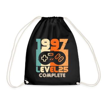 25 Birthday 1997 Vintage Retro Gift - Drawstring Bag - black - Front