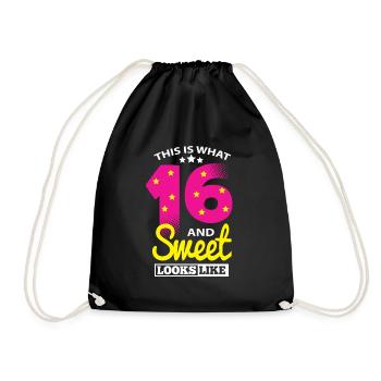 Cadeaux d’anniversaire Sweet Sixteen pour 16 ans - Sac de sport léger - noir - Devant