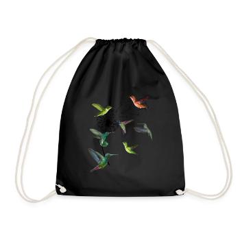 Kolibri Löwenzahn Hummel Kolibri Vogel Shirt - Turnbeutel - Schwarz - Vorne