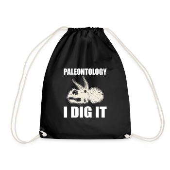 Paleontology I Dig It Fossil Hunting - Drawstring Bag - black - Front