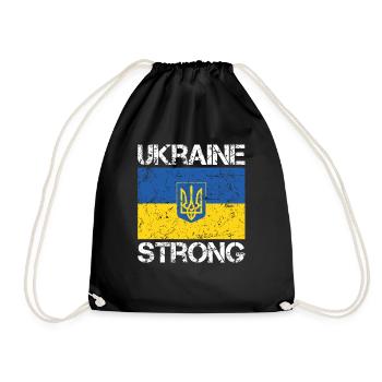 Ukraine Strong - Drawstring Bag - black - Front