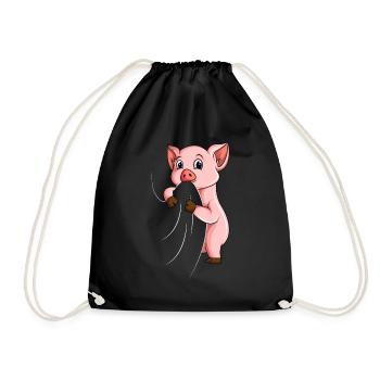 Pig Pig Children Girl Pig - Drawstring Bag - black - Front