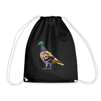 Colorful Splash Bird Pigeon - Drawstring Bag - black - Front