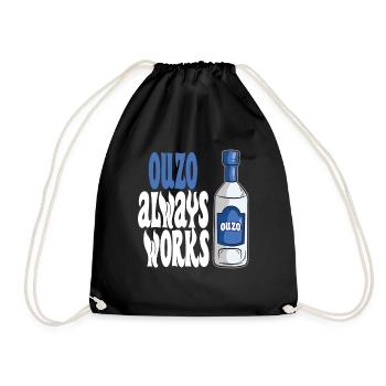 Ouzo arbeitet immer griechischer Anisgeist - Turnbeutel - Schwarz - Vorne