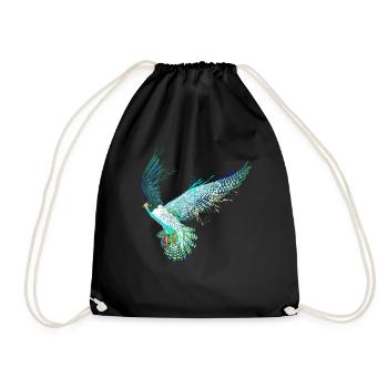 Oiseau volant Faucon pèlerin coloré - Sac de sport léger - noir - Devant