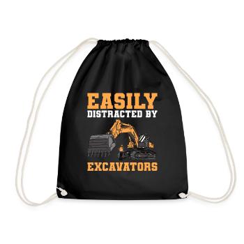 Easily Distracted By Excavators Excavator - Drawstring Bag - black - Front