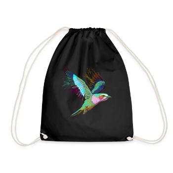 Flying Splash Bird Lilac Breasted Roller - Drawstring Bag - black - Front