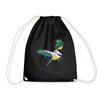 Flying Splash Bird Chickadee - Drawstring Bag - black - Front