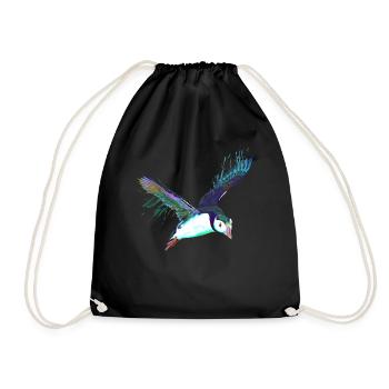 Splash Fliegender Vogel Papageientaucher - Turnbeutel - Schwarz - Vorne