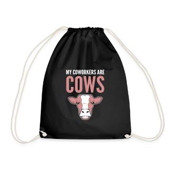 My Coworkers Are Cows Farm Girl Farmer - Drawstring Bag - black - Front
