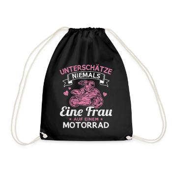 Motorrad Motorradfahrerin Bikerin Rennmotorrad - Turnbeutel - Schwarz - Vorne