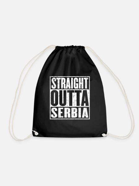 Straight Outta Serbien Vintage - Turnbeutel - Schwarz