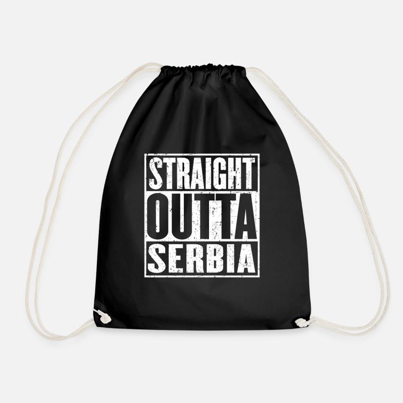Straight Outta Serbien Vintage - Turnbeutel - Schwarz