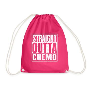 Straight Outta Chemo Cancer Survivor Chemotherapy - Drawstring Bag - fuchsia - Front