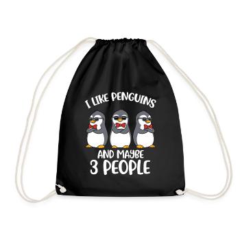I Like Penguins Pinguin Geschenk - Turnbeutel - Schwarz - Vorne