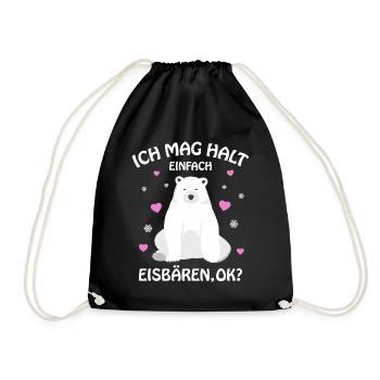 Eisbär Ich mag halt Eisbären Kinder Mädchen Damen - Turnbeutel - Schwarz - Vorne