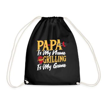 Papa Is My Name Grilling Is My Game BBQ Grill - Drawstring Bag - black - Front