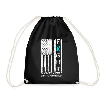 Myasthenia gravis awareness american flag - Drawstring Bag - black - Front