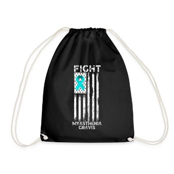 Myasthenia gravis awareness american flag - Drawstring Bag - black - Front