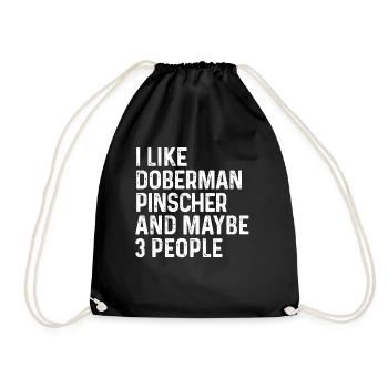 Ich mag Dobermann Pinscher und vielleicht 3 Leute Hund - Turnbeutel - Schwarz - Vorne
