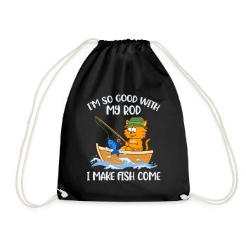 At So Good With My Rod Fishing Gift - Drawstring Bag - black - Front
