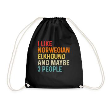 I Like Norwegian Elkhound And Maybe 3 People Dog - Drawstring Bag - black - Front