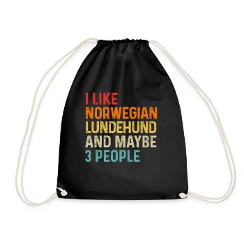 Ich mag norwegischen Lundehund und vielleicht 3 Personen Hund - Turnbeutel - Schwarz - Vorne