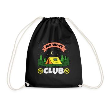 No Wifi Club outdoor camping trip - Drawstring Bag - black - Front