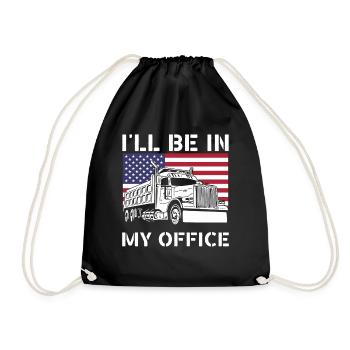 I'll be in my office trucker, funny truck driver - Drawstring Bag - black - Front