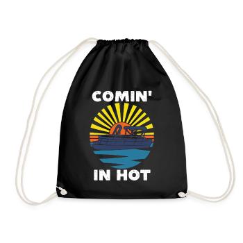 Coming in hot, funny pontoon boat - Drawstring Bag - black - Front