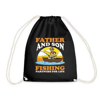 Father And Son Fishing - Drawstring Bag - black - Front
