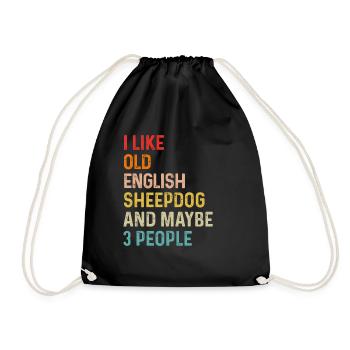 J’aime le vieux chien de berger anglais et peut-être 3 personnes - Sac de sport léger - noir - Devant