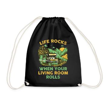 When Your Living Room Rolls Motorhome Gift - Drawstring Bag - black - Front