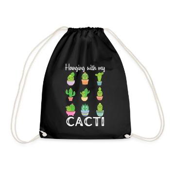 Accroché avec mes cactus, drôle de cactus mignon - Sac de sport léger - noir - Devant