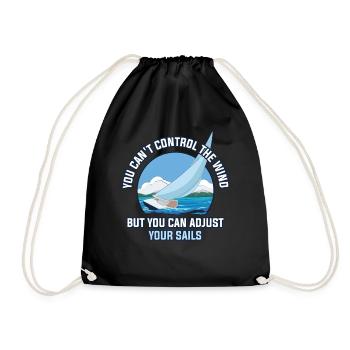You Cant Control The Wind Sailing Gift - Drawstring Bag - black - Front