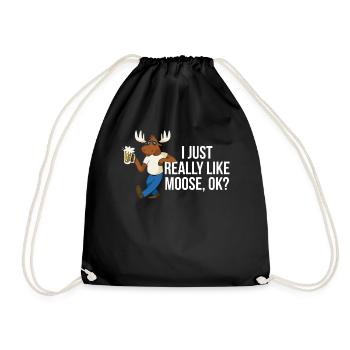 I Just Really Like Moose Ok Moose Gift - Drawstring Bag - black - Front