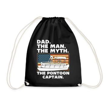 Dad the man the myth the pontoon captain - Drawstring Bag - black - Front